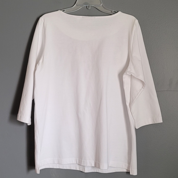 Bob Mackie Wearable Art 100% Cotton Embroidered White Top. Size M - Picture 3 of 8